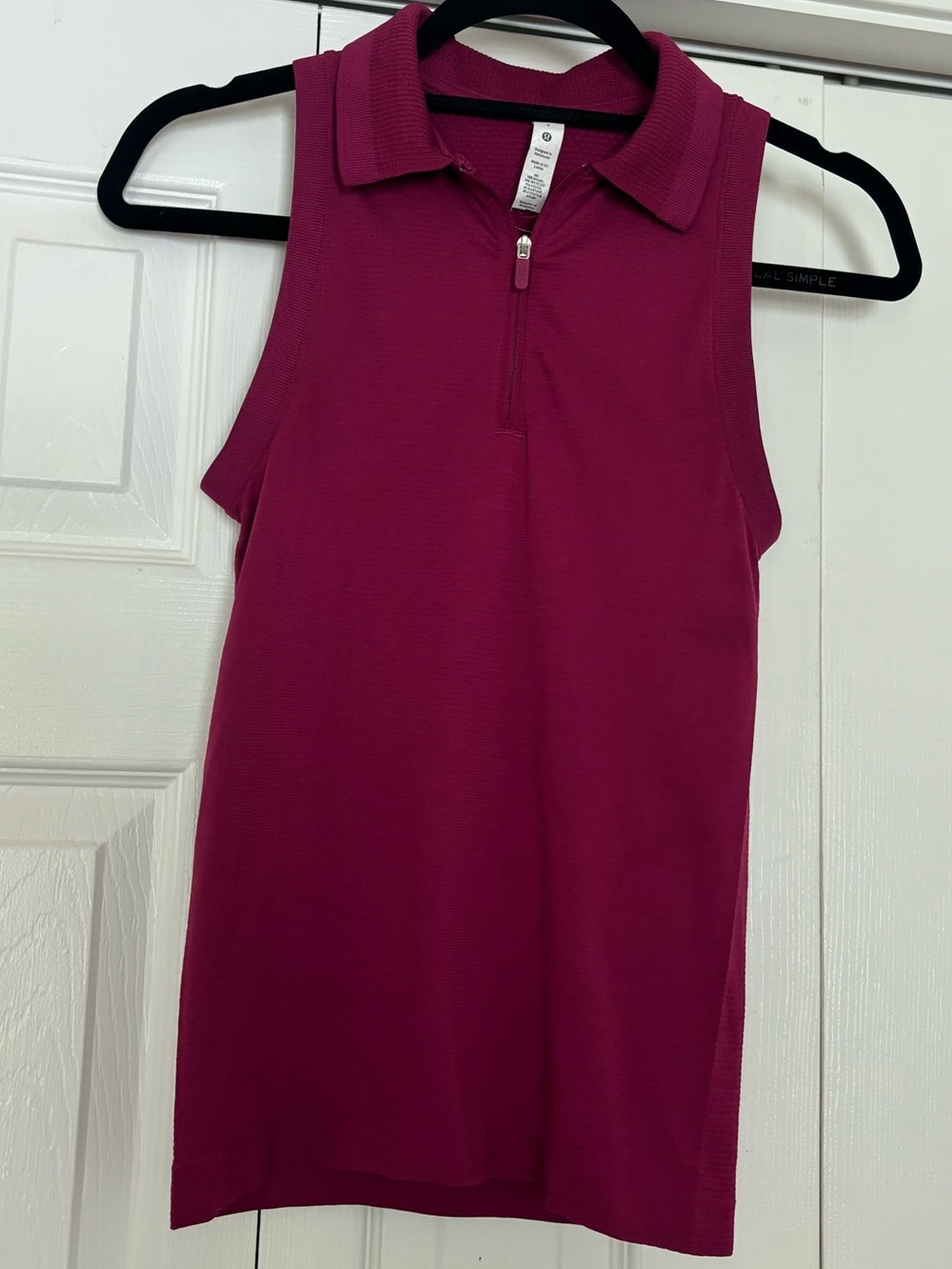 Lululemon Athletica Swiftly Tech Sleeveless Half-Zip Polo Shirt in Magenta